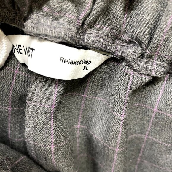 Nine West Relaxed Crop Dress Pants Womens XL Gray Windowpane Plaid Pull On - Picture 8 of 9